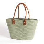 Bacon Basketware COTTON BAG WITH BROWN HANDLES
