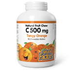 Natural Factors Vitamin C 500mg, 100% Natural Fruit Chew (Tangy Orange)