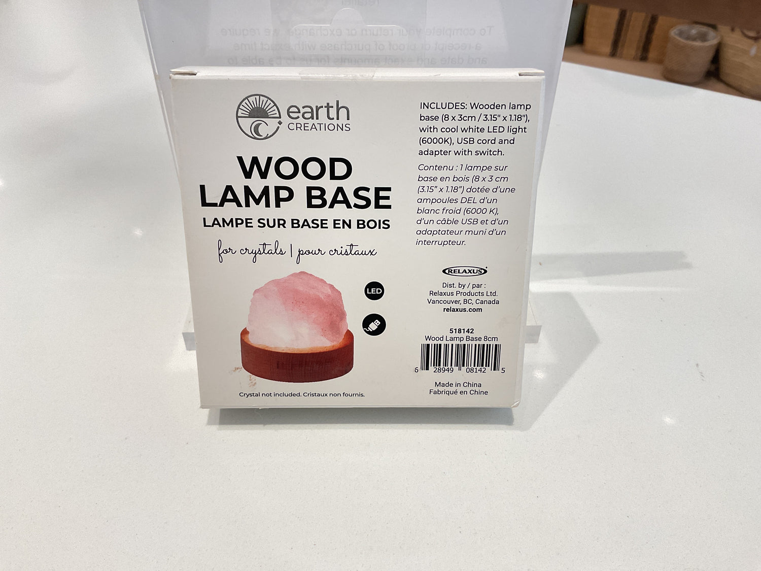 Earth Creations Wood Lamp Base for Crystals