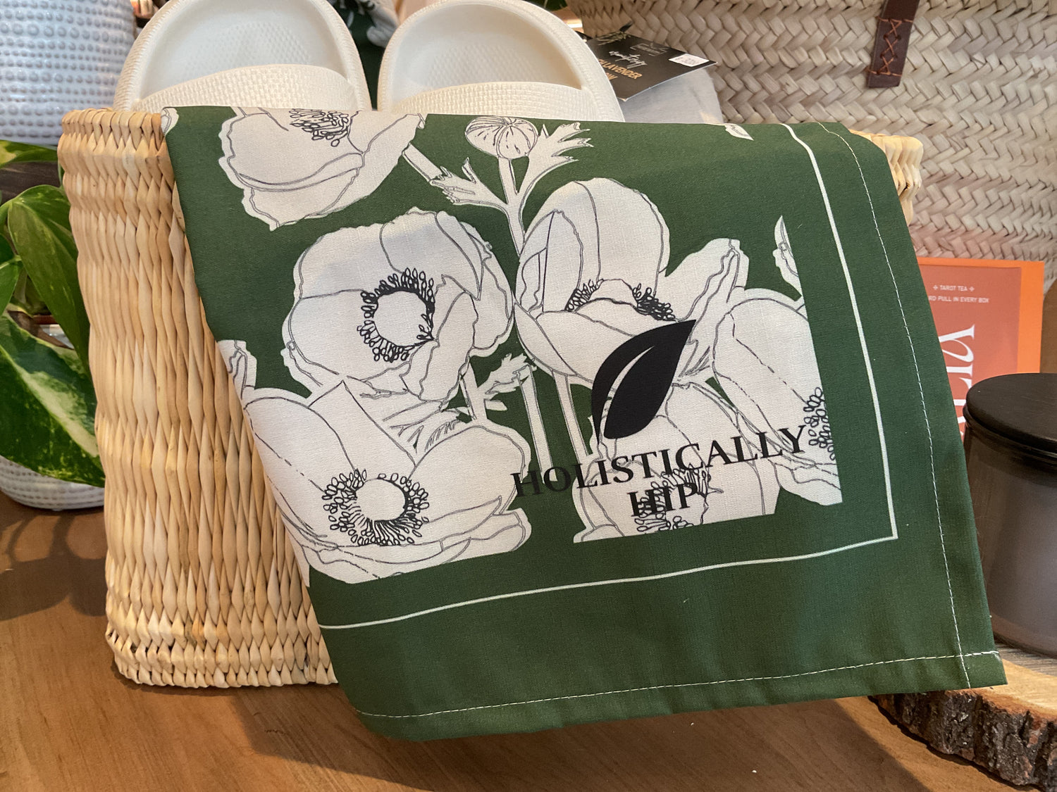 Jen Sutherland Studio Tea Towel Hemp Anemones