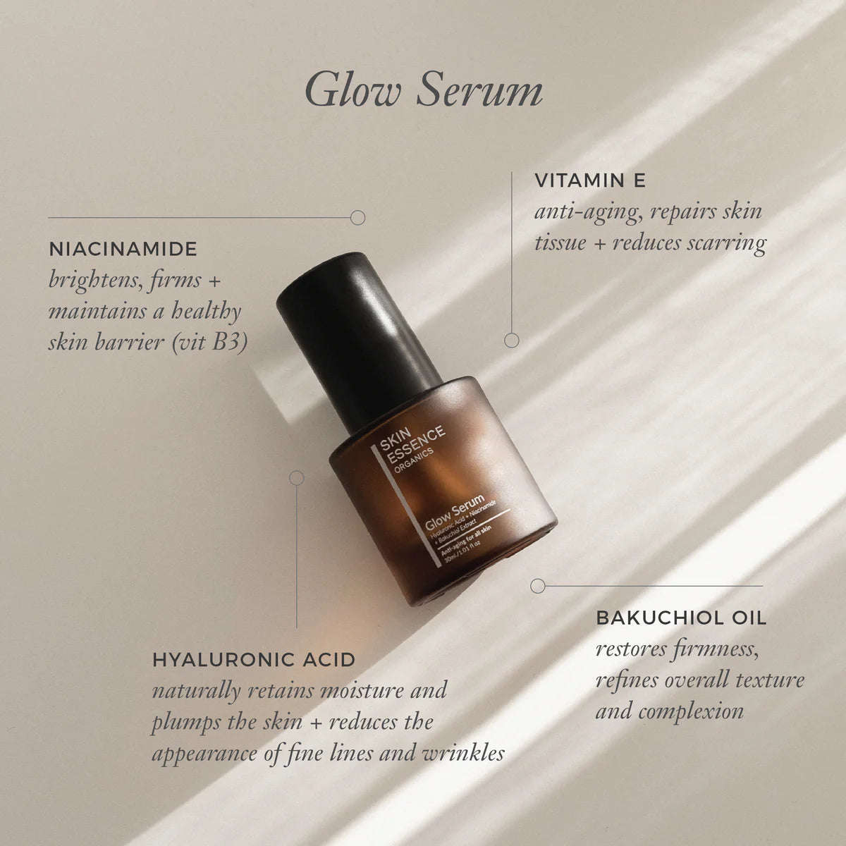 Skin Essence Organics Glow Serum with Niacinamide and Hyaluronic Acid