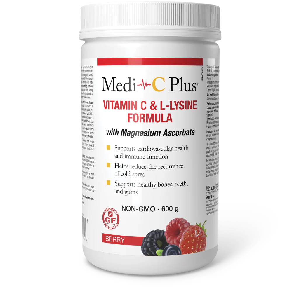 Medi-C Plus Vitamin C & L-Lysine Formula with Magnesium Ascorbate Berry Powder