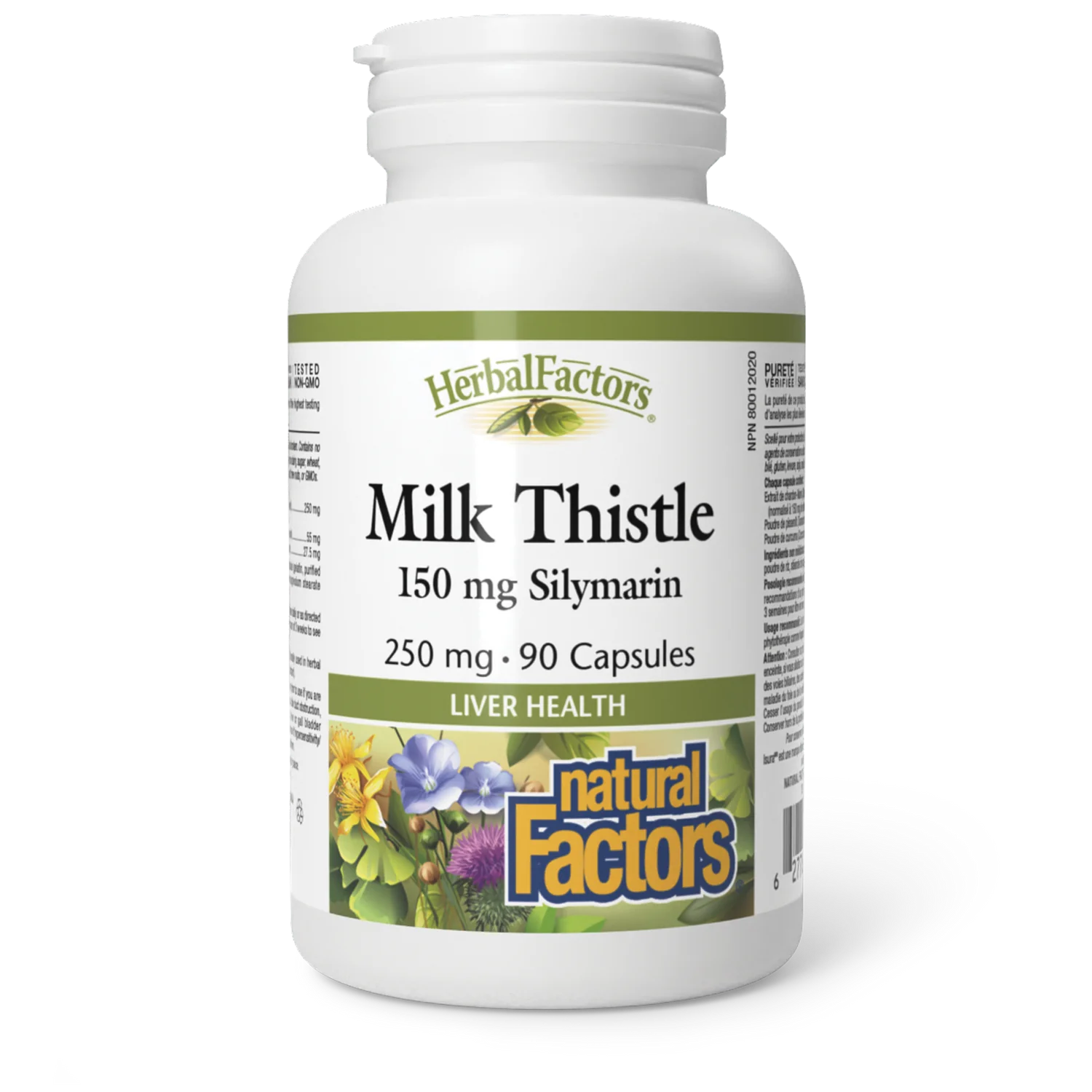 Natural Factors Herbal Factors, Milk Thistle 250mg/150mg Silymarin