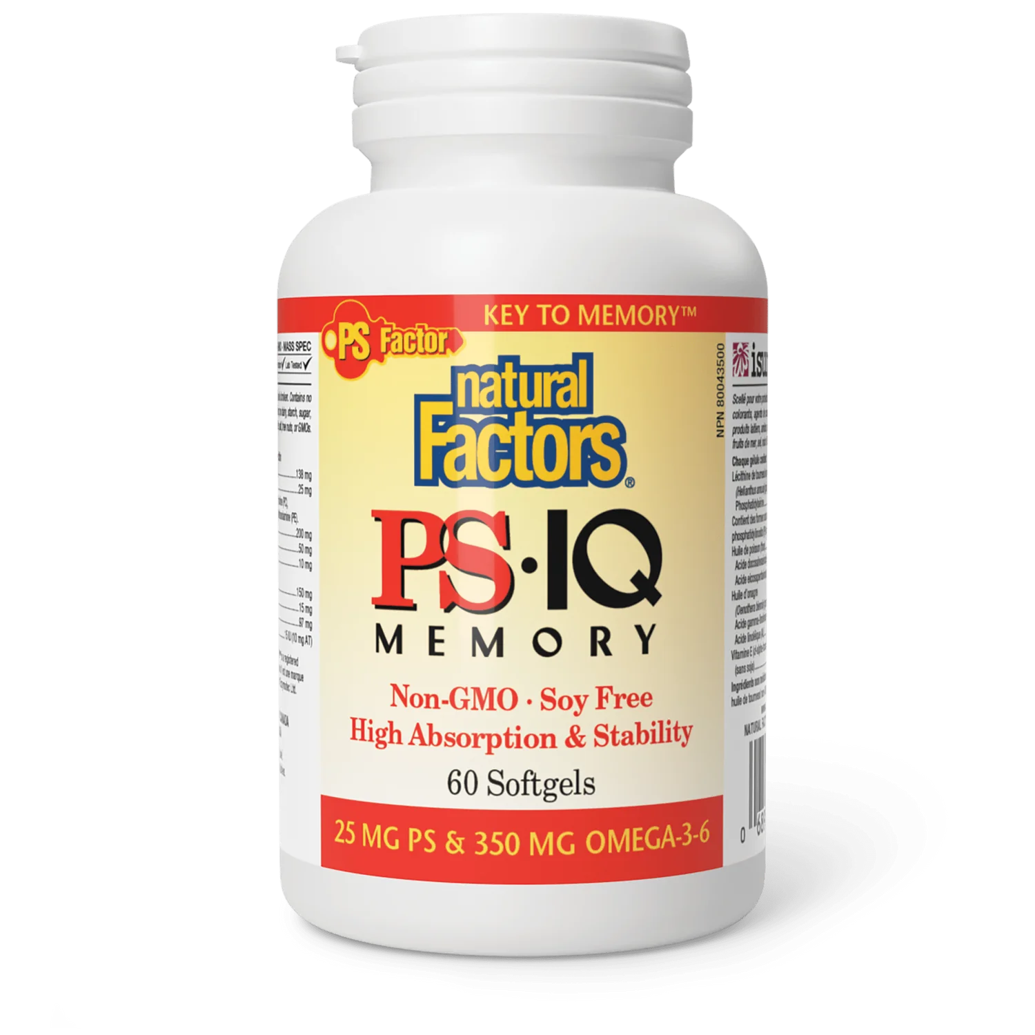 Natural Factors PS-IQ Memory 25mg PS & 350mg Omega 3-6