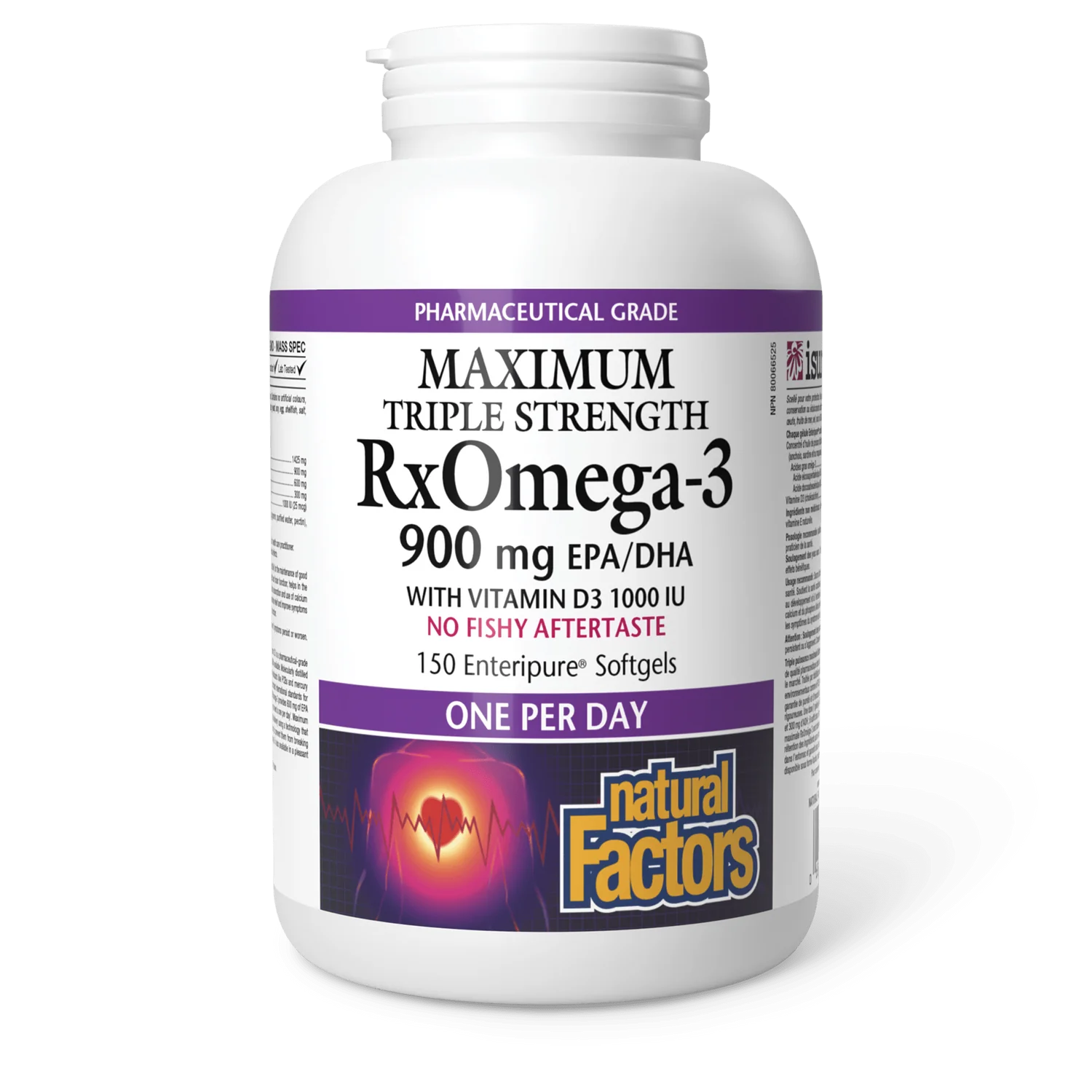 Natural Factors RxOmega-3 with Vitamin D3 Maximum Triple Strength 900mg