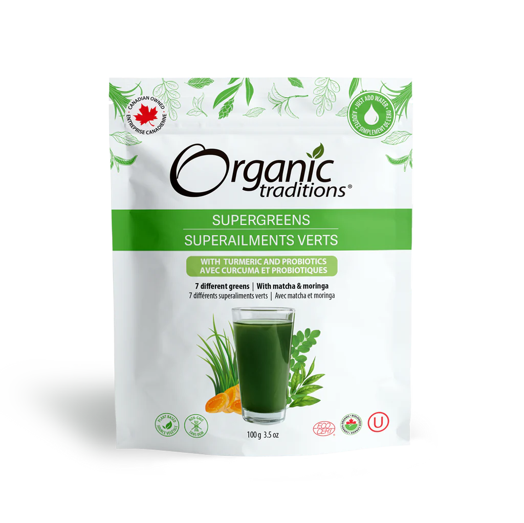 Organic Traditions Supergreens Turmeric + Probiotics 100g