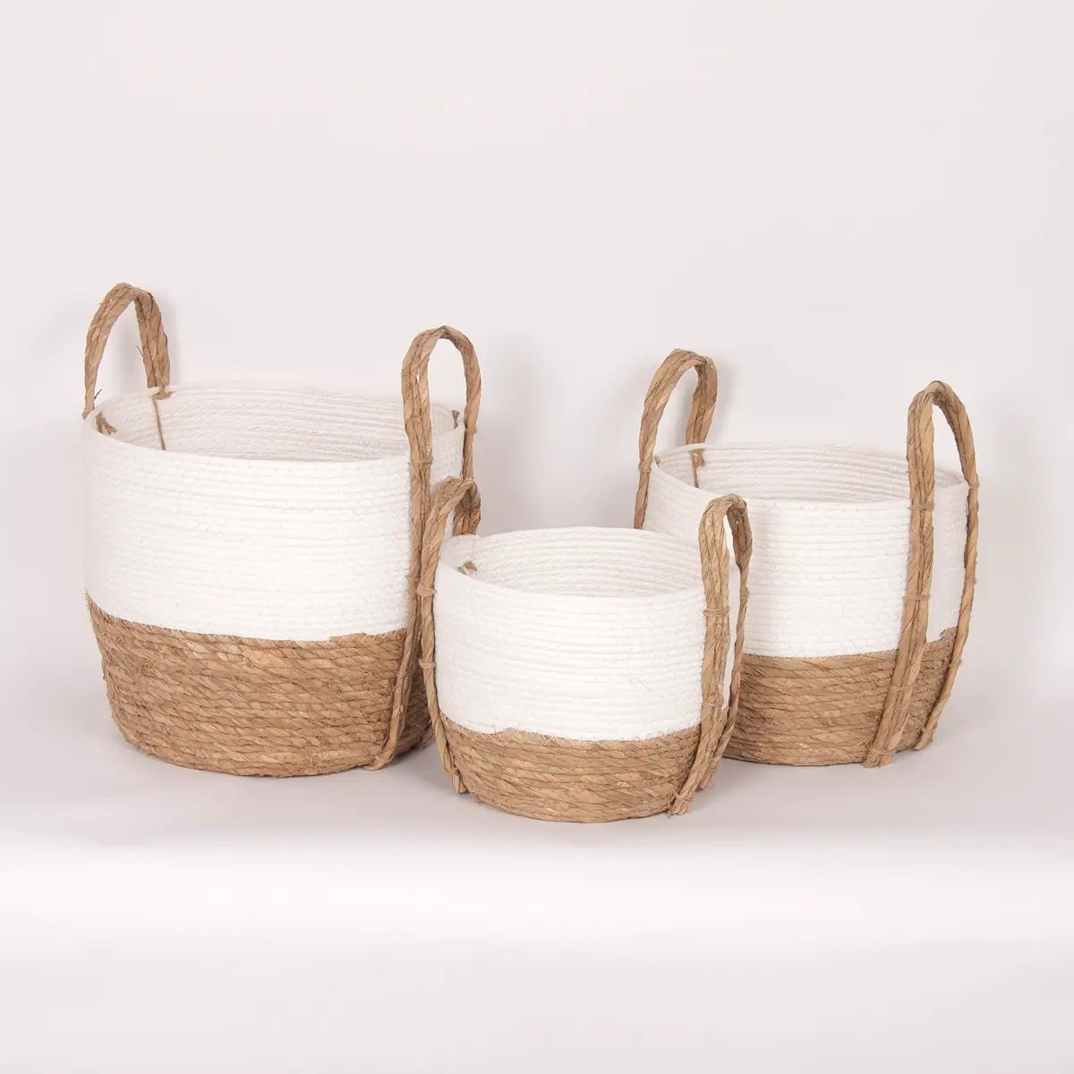Bacon Basketware White/Natural Unlined Straw Baskets